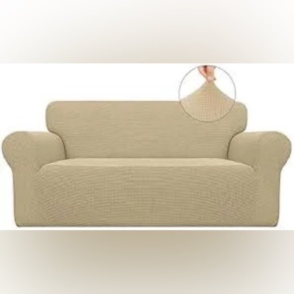 Sofa Cover Stretch Loveseat Cover Sofa Slipcover Protector for Loveseat, Beige - Picture 6 of 10